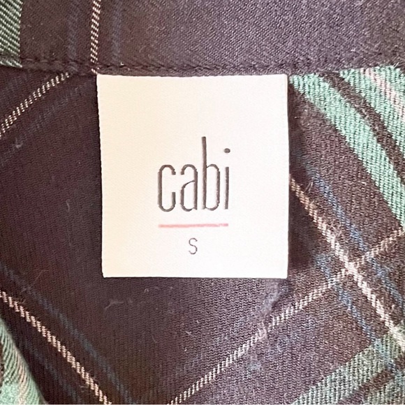 CABI Style #3769 Big Sur Green / Black Plaid Blouse, S - Picture 2 of 4